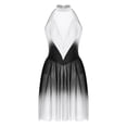 thumbnail image 3 of dPois Robe de Danse Lyrique Sans Manches à Strass Brillants pour Femmes, Dégradé de Couleur, Robe de Danse Moderne en Maille, Blanc Noir G, 3 of 5