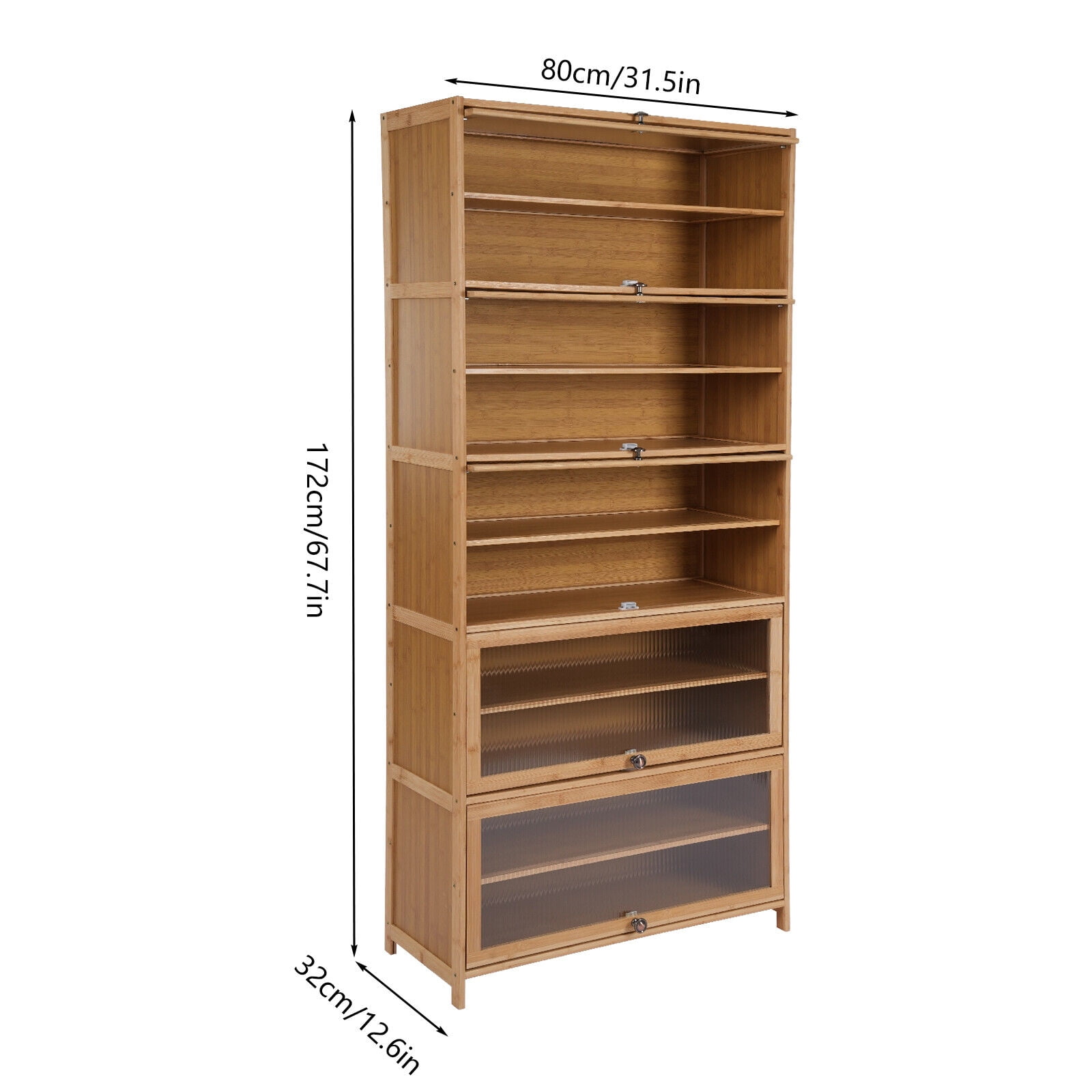 10-Tier Bamboo Shoe Rack Cabinet Organizer Wooden Shelf Stand Storage Book Shelf 80*32*172cm for Foyer, Living Room, Porch