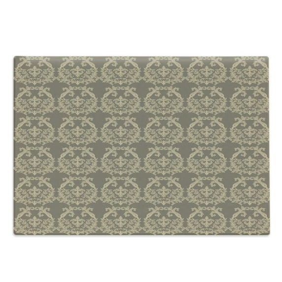 Taupe Cutting Board, Royal Victorian Botanical Design Exquisite Floral Historic Pattern, Decorative Tempered Glass Cutting and Serving Board, Large Size, Warm Taupe Sand Brown, by Ambesonne