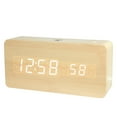 thumbnail image 1 of Amdohai Réveil Numérique en Bois à LED Contrôle par Application Heure/ Température/ Date, 1 of 7