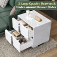 thumbnail image 3 of Merluxy Modern Nightstand Set of 2 with Drawers,High Gloss UV Finish Storage Table for Bedroom,White, 3 of 8