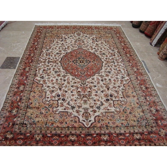Ahmedani Linen Awesome Aina Medallion Floral Oriental Home Decor Area Rug Hand Knotted Wool Silk Indoor Carpet (9 x 6)'