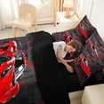 thumbnail image 4 of Castle Fairy Neon Red Sports Car Twin Bedding Sets 7-Piece for Teens, Grid Print Bedding Comforter Set for Bedroom, Red Black,Black Reversible, 4 of 7