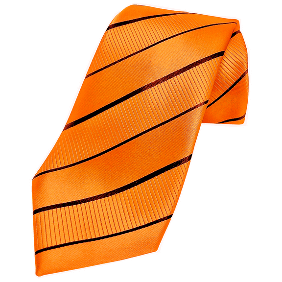 Orange and Black Tie for Men - Orange & Black Wedding Necktie for Groom