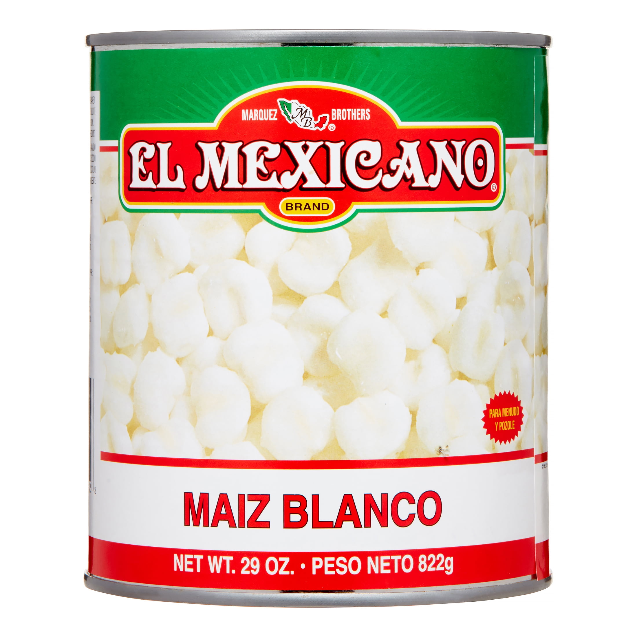 El Mexicano White Hominy, Canned Vegetables, 29 oz