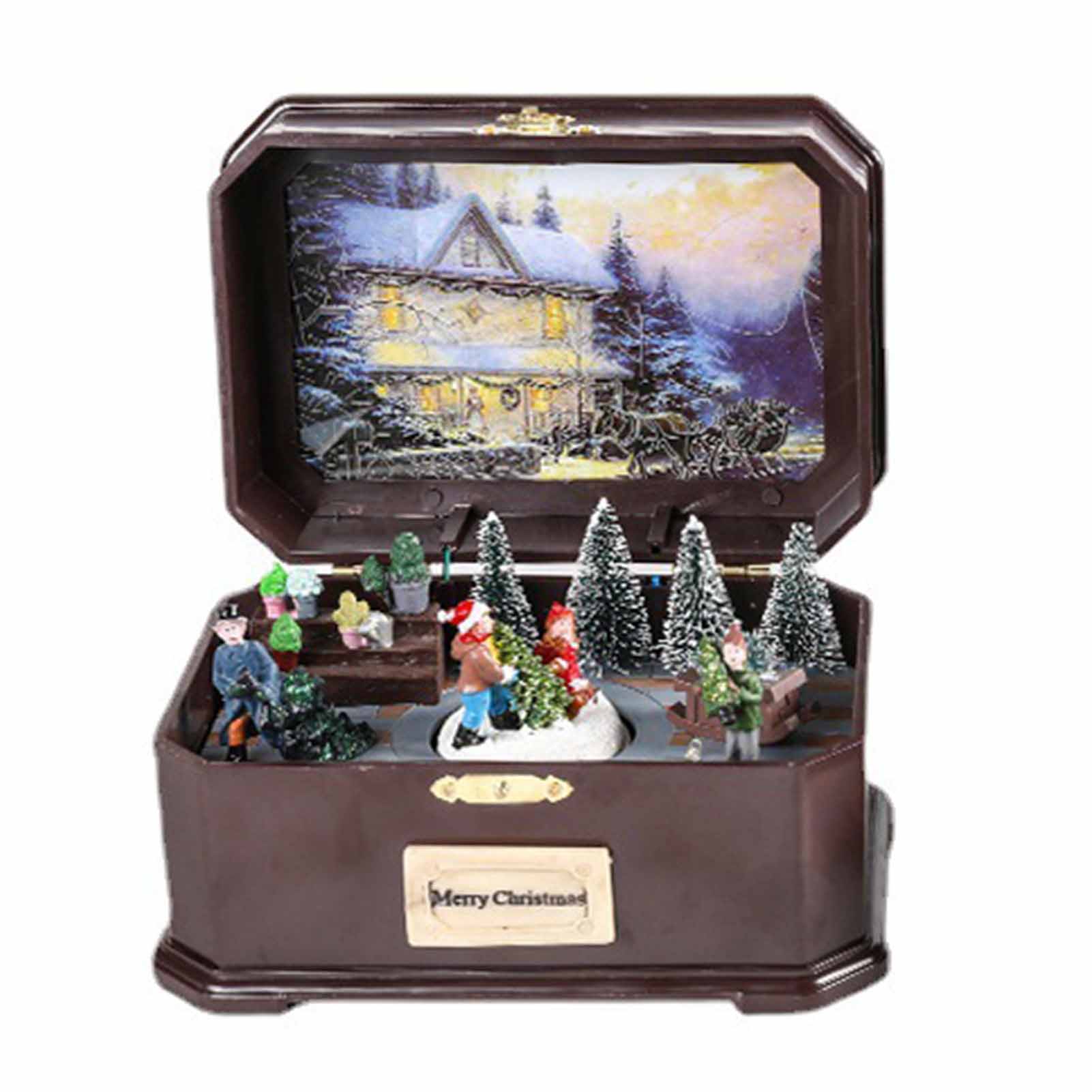 Christmas Rotating Light Music Box Ornament with Christmas Ambience for