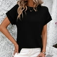 thumbnail image 6 of Trendy Ribbed Womens Tops Summer Short Sleeve Loose Casual T Shirts Tops, 6 of 6