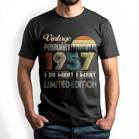 Vintage February 1957 T-Shirt - Retro Style Birthday Tee for Men - Meaningful Birthday Gift for February Born