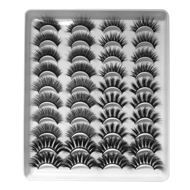 20 pares de pestañas postizas 3D pestañas postizas para maquillaje de ojos Labymos Natural
