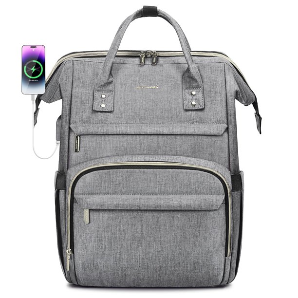 Mochila para portátil LOVEVOOK para mujer, 15.6 pulgadas, impermeable, gris