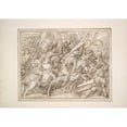 thumbnail image 2 of Master of the Egmont Albums 14x11 Black Ornate Wood Framed Double Matted Museum Art Print Titled: Battle&nbsp;Scene (ca.&nbsp;1590-95), 2 of 5