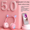 thumbnail image 2 of Bluelans plegable inalámbrico Bluetooth compatible con luz Led dibujos animados gato oreja garra auriculares, 2 of 5