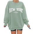 thumbnail image 2 of Cnbwig Pullover Sweatshirts Tops Womens Letter Print Sweatshirt Crewneck Long Sleeve Drop Shoulder Loose Fit Casual Sweatshirt Hooded Sweatshirts Ladies Tops A16-Light Green XL, 2 of 4