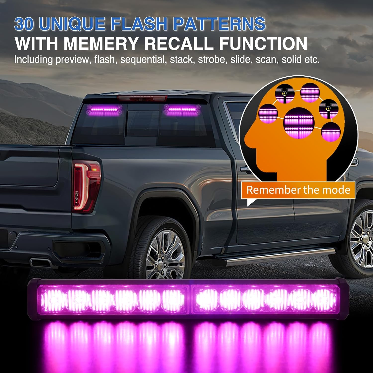 Nilight 24LED Emergency Strobe Traffic Advisor Light Bar 2 in 1 Purple Dash Warning Safety Flashing Lights Front/Rear Windshield Construction Lights for Trucks Cars
