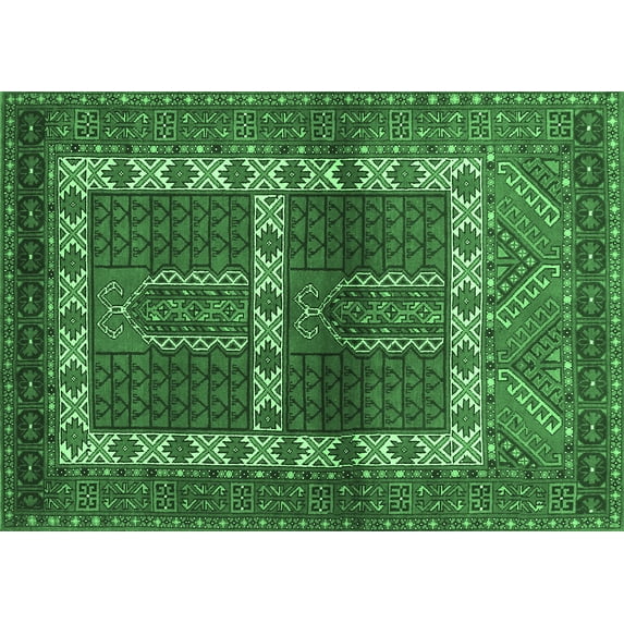 Ahgly Company Indoor Rectangle Southwestern Emerald Green Country Area Rugs, 3' x 5'