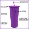 thumbnail image 3 of Aquaphile Plastic Matte Studded Tumbler with Lid and Straw Reusable BPA Free Iced Coffee Cups Double Wall Smoothie Cup,Violet, 3 of 5
