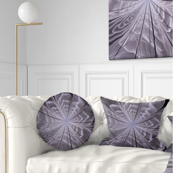 Designart Symmetrical Violet Digital Fractal Flower - Floral Throw Pillow - 12x20