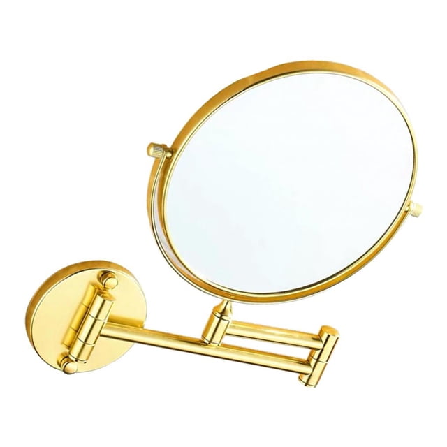 TISHITA Wall Mounted Makeup Mirror with 1x/3x Magnification, Double Golden