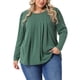 thumbnail image 1 of Blusas elegantes de manga larga para mujeres de tallas grandes GRACE & GRANDEUR, con cuello redondo, plisadas, camisetas sueltas casuales 2X verdes, 1 of 1