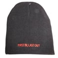 thumbnail image 2 of 8" Black Fire Fighter Dept. First In Last Out Embroidered Beanie Skull Cap Hat, 2 of 2
