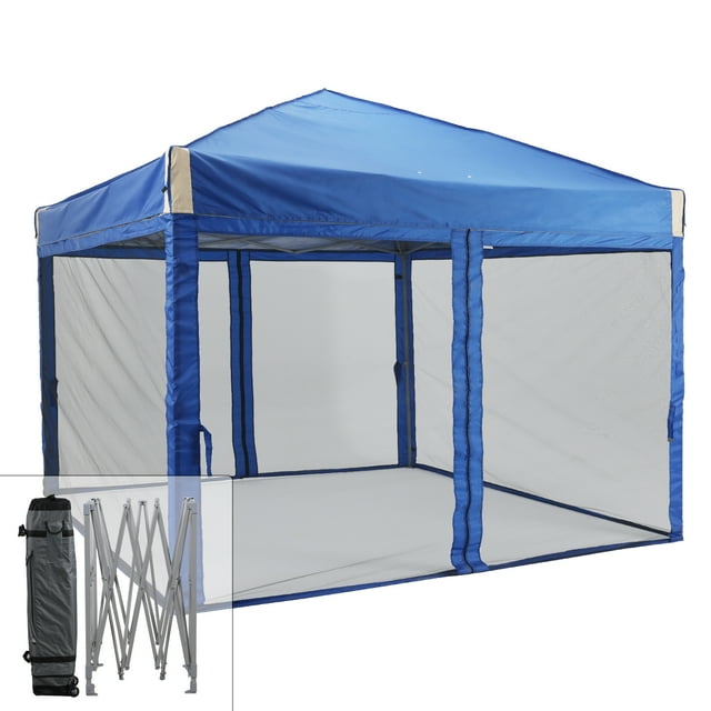 Aoodor Pop Up Canopy Tent with Removable Mesh Sidewalls, Portable Instant Shade Canopy with Roller Bag
