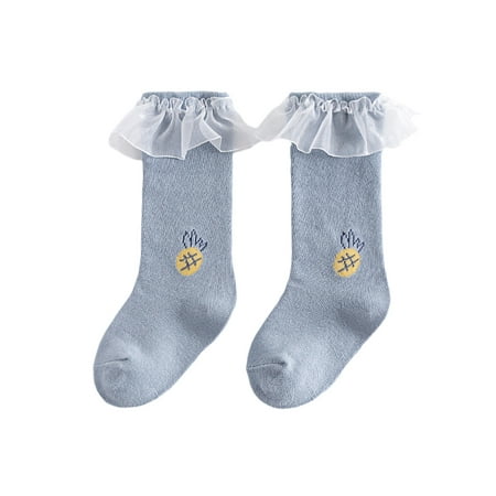 

sdghg Toddler Baby Girls Mid-Calf Socks Ruffle Trim Fruit/Flower Pattern Breathable Princess Stockings