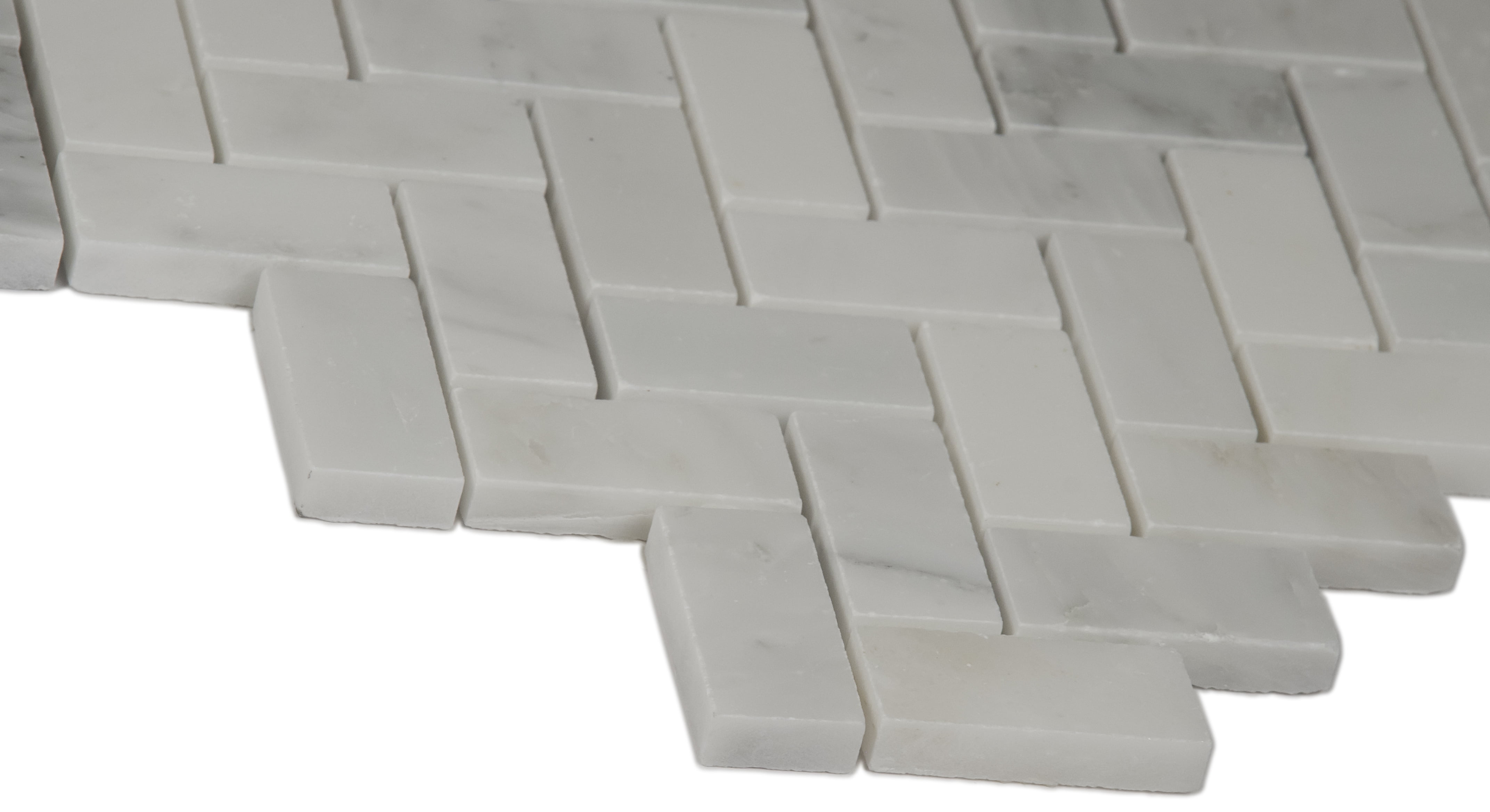 MSI Arabescato Carrara Herringbone Pattern 12inx12inx10mm Honed Marble Mosaic Tile (10 Sq.ft./Case)