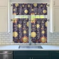 thumbnail image 3 of Kitchen Curtains 36 Inch Short - 3 Panel Set, Gothic Celestial Sun and Moon Print, Mystical Starry Night Astrology Aesthetic, Rod Pocket Window Curtain, Easy Wash, 3 of 6