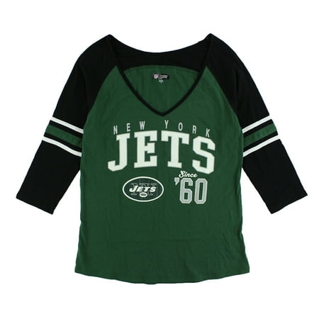 - NFL Womens New York Jets Three Quarter V Neck T Shirt Green