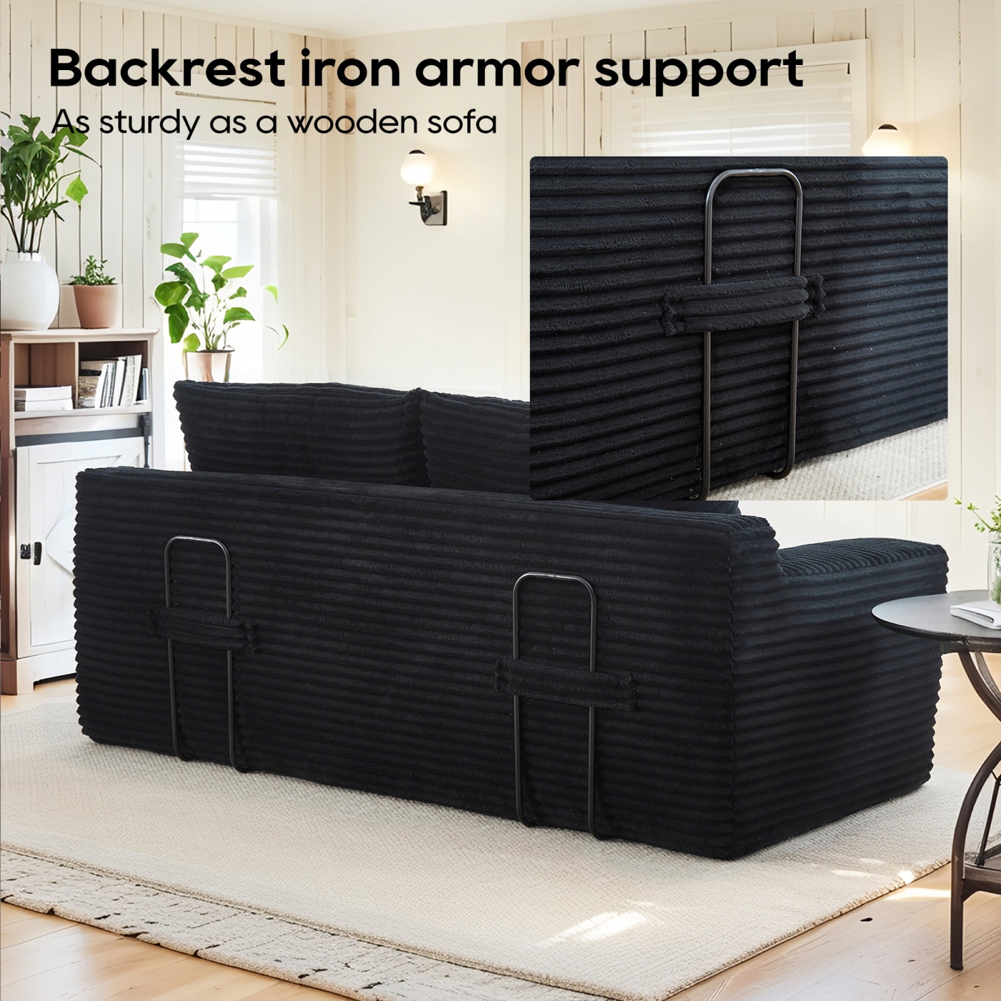 Leumius 70" Corduroy Loveseat Sofa,Pull Out Sleeper Sofa Bed,2-in-1Convertible Sofa Bed with Memory Foam & Steel Frame,No Assembly,Compact Couch for Small Spaces,Apartments,Black