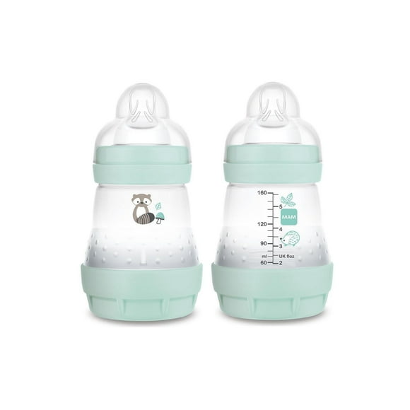 MAM Easy Start Anti-Colic Matte Baby Bottles, 2x5oz Bottles, Slow Flow Bottles with Silicone Nipple, Baby Bottles for Baby Boy