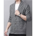 thumbnail image 4 of Kukuzhu Men's Casual Shawl Collar Button Down Cabel Knit Cardigan Sweater with Pockets, 4 of 5