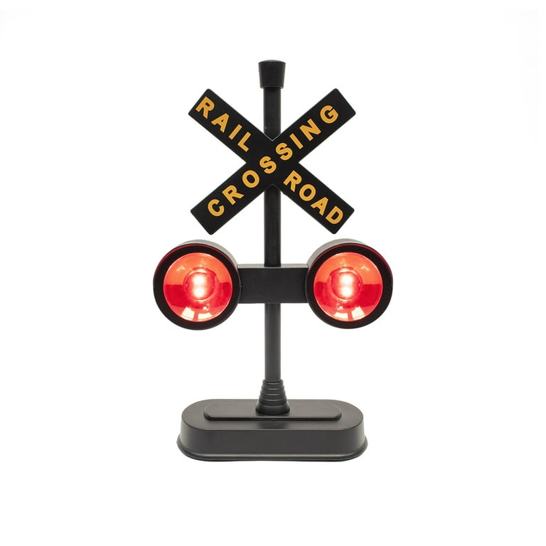 Flashing Railroad Crossing Signal Red Light Sounds RR Train Crossbuck Desk Decor Flashing Railroad Crossing Signal Red Light Sounds RR Train Crossbuck Desk Decor