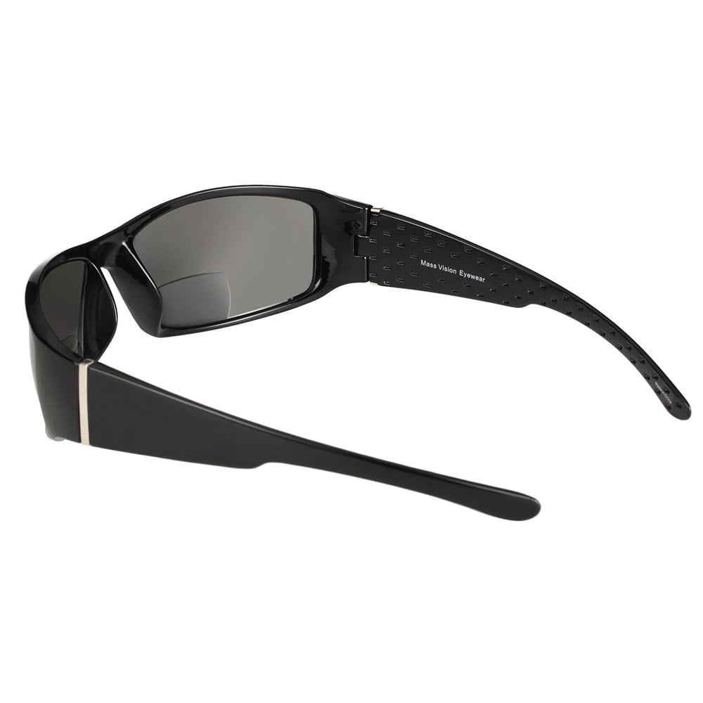 "The Contender" Polarized Full Frame Sport Wrap Bifocal Sunglasses for Men and Women - Smoke - 1.50