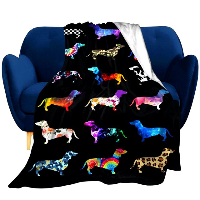 Dachshund In Sweaters Pattern Blankets Fleece Printed Cute Portable Soft Throw Blanket for Bed Office Quilt Dog Flannel Blanket