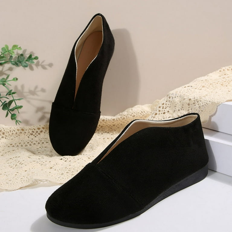 Xfvqtps Womens Plus Size Pointed Toe Slip on Flats Breathable Side Cutout Casual Shoes for Wide Feet Lightweight Comfortable for Work Party Walking