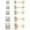 Yellow Gold, variant on square earring set, 5 pairs, hypoallergenic, 18K white gold/yellow gold/rose gold plated, princess-cut clear cubic zirconia studs, 3-7mm, unisex.