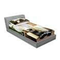 thumbnail image 2 of Ambesonne Spa Themed Fitted Sheet & Pillow Sham Set, Relaxing Stones Flowers, Twinxl, White Black Green, 2 of 2