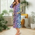 thumbnail image 2 of FOR U DESIGNS Leopard Pink Pattern Womens Nightgown Soft Long Sleeve Duster Robe Zip Up Elastic Fabric Robes for Women Sleep Dress House Dress with Pockets, XL, 2 of 8