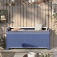 thumbnail image 4 of FOA Navy Outdoor Wicker Aluminum Storage Bench & Bar Cart Set of 2, 4 of 19