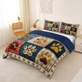 thumbnail image 3 of Homewish Vintage Dog Paws Plaid Duvet Cover Queen,Rustic Animal Queen Bedding,Brown,Navy Blue Reversible,3-Piece,1 Duvet Cover and 2 Pillowcases, 3 of 6