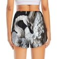 thumbnail image 4 of Running Shorts for Women, Elegant Swans Black Background Workout Athletic Shorts with Pockets, Lounge Yoga Shorts Women, 4 of 7