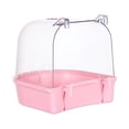 thumbnail image 2 of Caja de baño para pájaros de 5.12 pulgadas, comedero versátil, jaula de juegos, accesorio para baño de loros rosa, 2 of 7