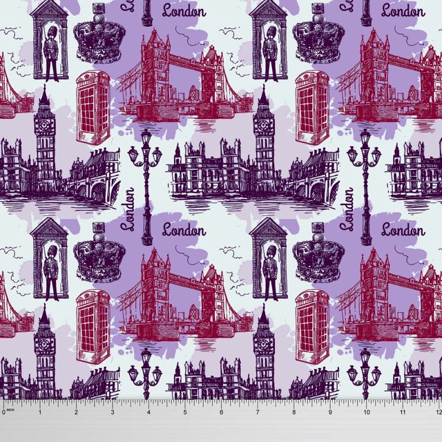 Soimoi Decorative 58 Inches Wide Architectural Print Cotton Poplin Fabric Material By The Yard-Light Purple