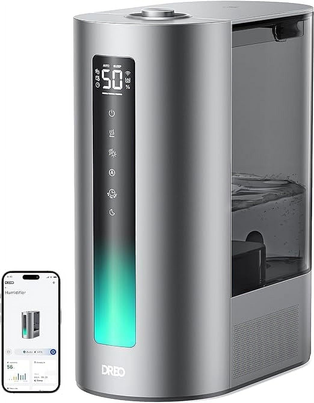 Dreo 6L Humidifiers for Bedroom, Smart Warm & Cool Mist for Large Room, 60Hr Runtime Ultrasonic Oil Diffuser for Baby, Plant, Quiet, Humidity Sensor, Indicator Light, 12H Timer, Nursery, Go