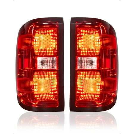 

DSSTYLES Tail Lights OE Style Tail Light Assembly for 2015-2019 Chevy Silverado 1500 2500HD 3500HD GMC Sierra 3500HD with Bulb and Harness Set(Ruby Red with Black Frame Passenger and Driver Side)