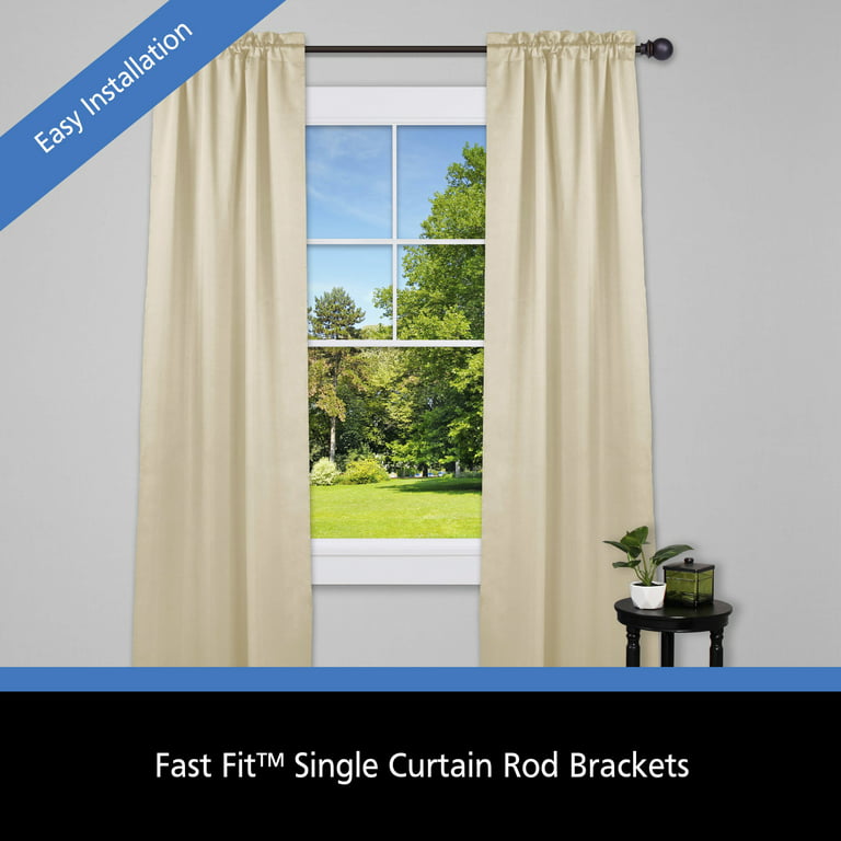 Mainstays Fast Fit Easy Install Single Curtain Rod Brackets - 3/4 to 1 Diameter - Each