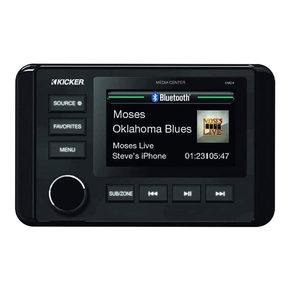 Kicker 46KMC4 Marine 200W Dual Zone Gauge Style Bluetooth Boat Media Center