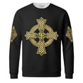 thumbnail image 5 of Dwelliawo St.patrick's Waffle Long Sleeve T Shirt Men Printed Waffle Knit Long Sleeve T Shirt St Patricks Day Slainte Clover Shamrock Print Tees Crewneck Tops Black 2XL, 5 of 5