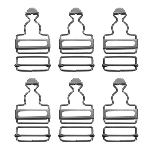 Uxcell Overall Buckles, 6 Sets Metal Suspender Replacement Buckles 32mm, Black